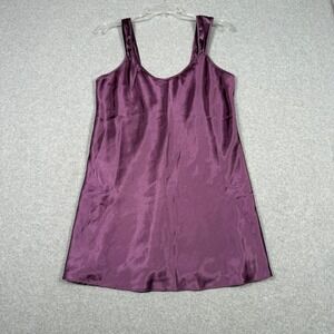 LA Intimates Vintage 80s Purple Satin Chemise Nightgown Slip Dress Medium Grunge